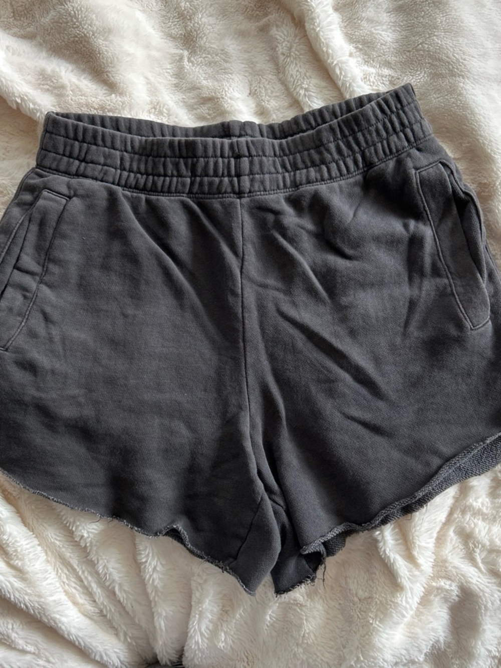 aerie Charcoal Elastic-Waist Terry Lounge Shorts